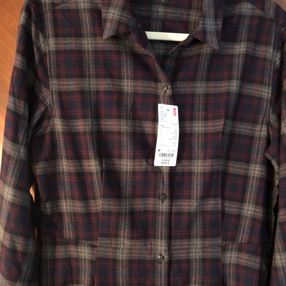 Uniqlo Plaid Long Sleeve Dress